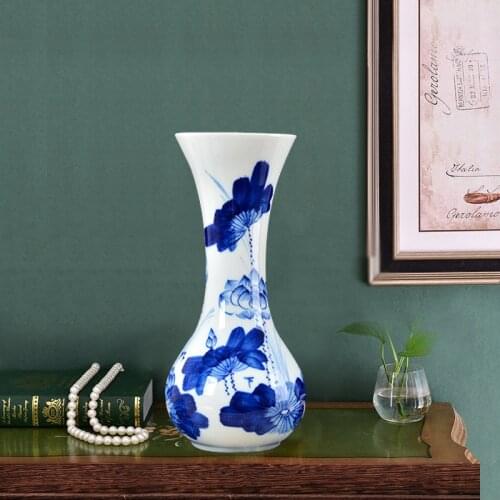 China Vase Lotus Flower Ceramic Vase Jingdezhen Hand paint Blue and White Porcelain Vases