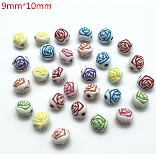 JunKang 30pcs 12mm rose multi-color acrylic large hole beads jewelry making DIY handmade bracelet necklace accessories materials