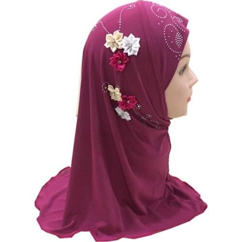 Suit About Age 2 to 7years Old Girl) Muslim Small Girl Hijab 50*48cm flower hijabs