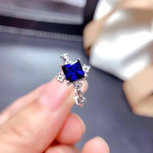 Natural Sapphire Ring S925 Sterling Silver Fine Fashion Charming Jewelry for Women Free Shipping MeiBaPJFS