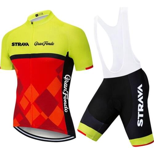 New TEAM STRAVA Cycling Clothing Bike Jersey 20D Pads Mens Ropa Ciclismo Bicycle Summer Tops Cycling Jerseys Gel Bike Shorts