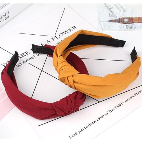 New Simple Cloth Headband Cross Cotton Soft Bow Knot Turban Hairband Comfortable Solid Seaside Girls Sweet Hair Accessories