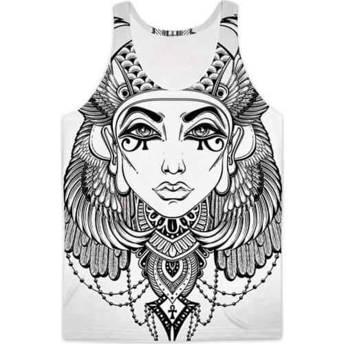 REAL American SIZE Ancient Cleopatra Line Art Sublimation Print Tank Top