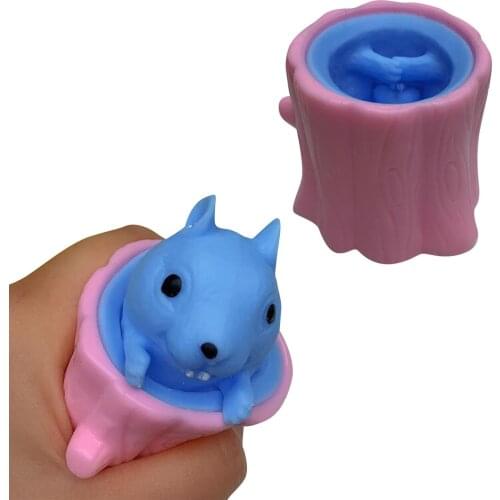 Squeezing Squirrel Cup Tree Stump Evil Squirrel Cup Decompression Telescopic Head Spoof Antistress Toys Gifts For Kids Adults#p4