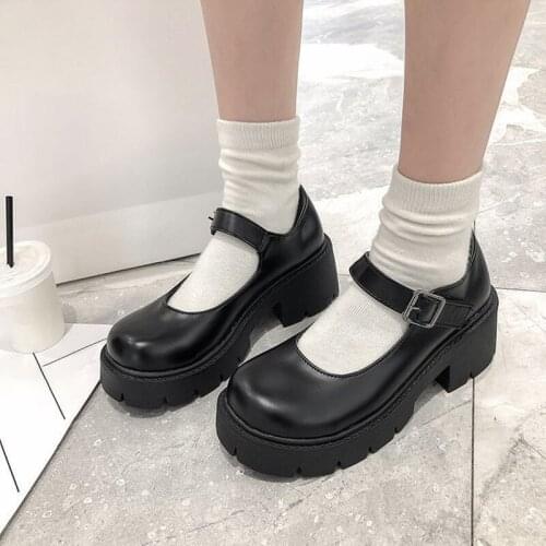 Siddons Japanese retro soft girl female high-heeled waterproof platform waterproof college student cosplay costume shoes