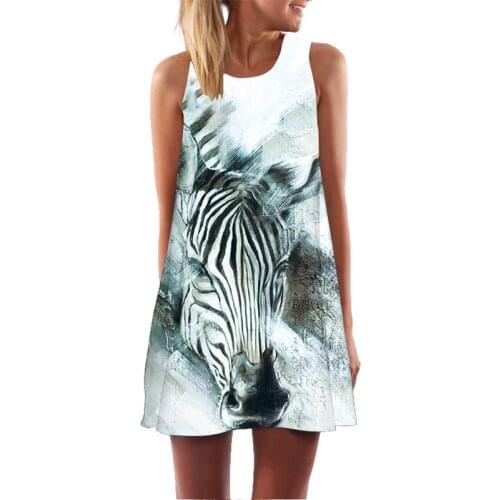 New Fashion womens casual vest dress animal horse 3D full print dress summer casual Bohemian style vest dress