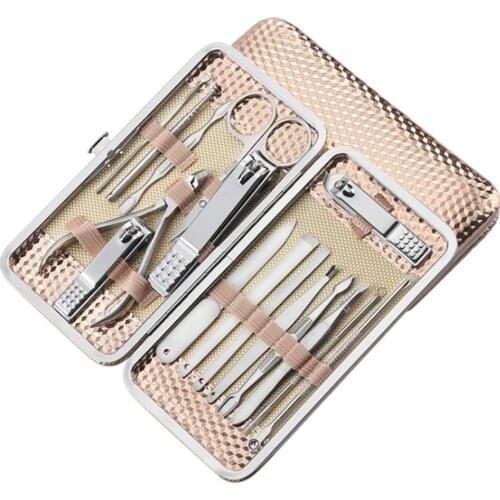 Gold Manicure Kit Nail Clippers Set 16 in 1 Grooming Kit Stainless Steel Professional Pedicure Kit,Nail Tools with Travel Case