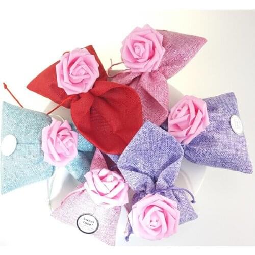 100Pcs/Lot Wedding Packaging Bags 10x10CM Drawstable Rose Cloth Packaging Jewelry Pouches & Gift Bags