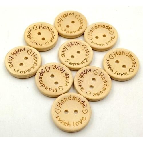 100pcs Handmade 2 Holes DIY Wooden Buttons Scrapbooking Arts Crafts Wood Buttons For Party Wedding Supplies 15mm 20mm 25mm