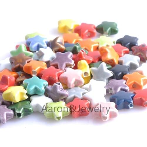 14x7mm 40pcs Mixed color Porcelain Ceramic Beads,Star Spacer Beads Fit Jewelry YKL0310