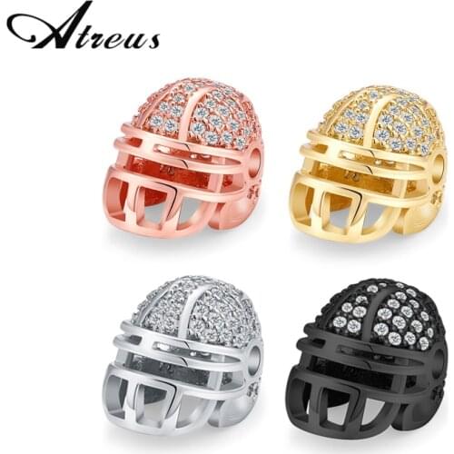 3pcs/lot AAA Zirconia Hollow Crown Helmet Charm Beads 14mm Copper Loose Spacer Beads For Jewelry Making DIY Accessories