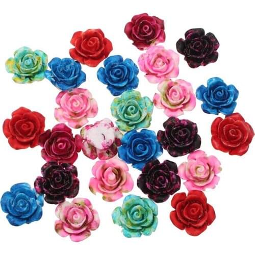 50Pcs 13x14mm Resin Flowers Crafts Decorations Flatback Cabochon Scrapbooking For Embellishment Nail Stickers Accessories