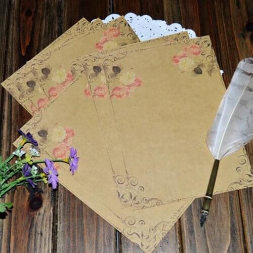 8Pcs/Pack Vintage Kraft Envelope Letter Pad Set Valentines Day Love Letter Invitation Envelopes Writing Paper Stationery Supply