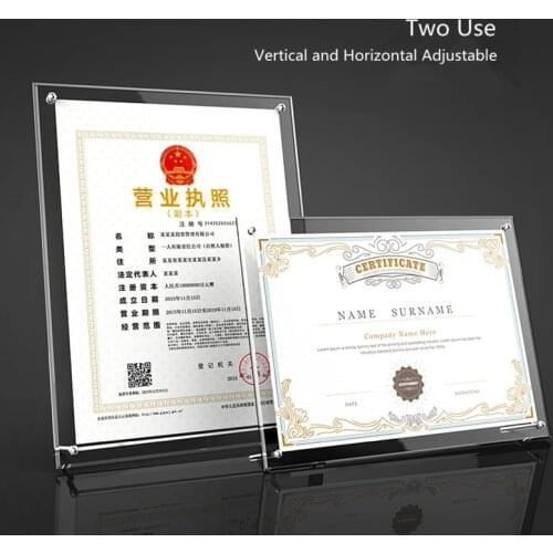 A4 Leaflets Menu Card Holder Stand Acrylic Tabletop Poster Product Name Sign Holder Stand Certificate Frame