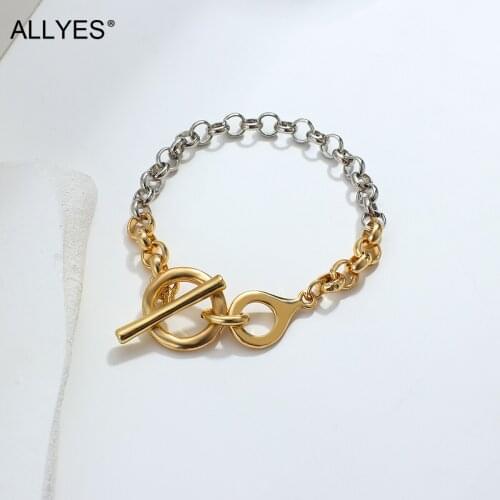 ALLYES Simple O Shape Chain Bracelets for Women Fashion Hollow Circle Round Charm Bracelet Bangle Party Jewelry Gifts