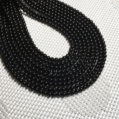 2021 Natural Stone Beads Fashion Round Shape Black Agates Loose Stone Beads for Jewelry Making DIY Necklace Size 3mm