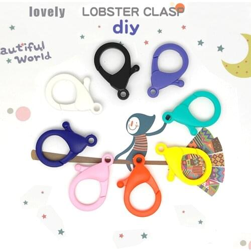 Potosala 25mm Colorful Plastic Lobster Clasps Small Keychain Key Ring Lamp Shape Buckle Hook For DIY Jewelry Making Findings