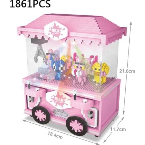 Disney ufo catcher DOLL micro diamond block cartoon Stitch angel yellow duck figures building brick toy nanobrick with light