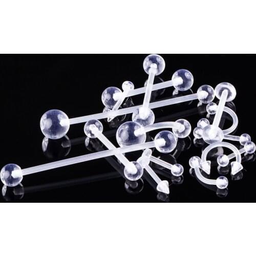 HONGTU 15Pcs 14G-16G Acrylic Body Piercing Lot Nose Ring Horseshoe Lip Tongue Eyebrow Tragus Body Piercing Navel Rings Barbells