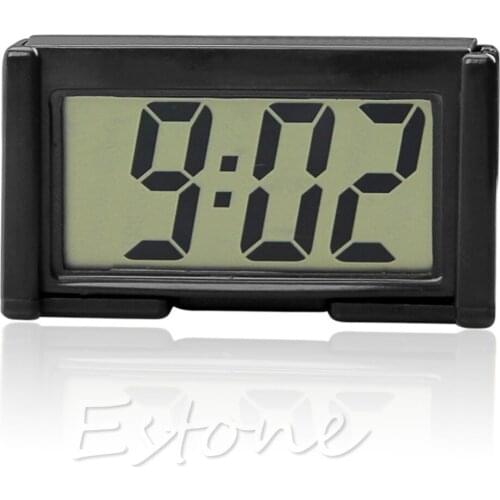Interior Car Auto Dashboard Desk Digital Clock LCD Screen Self-Adhesive Bracket Nice Gifts