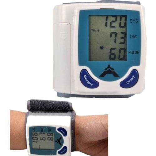 Blood pressure meter Body care Wrist Cuff LCD Digital Blood Pressure Pulse Monitor Heart Beat Meter LCD Display and 60 memories