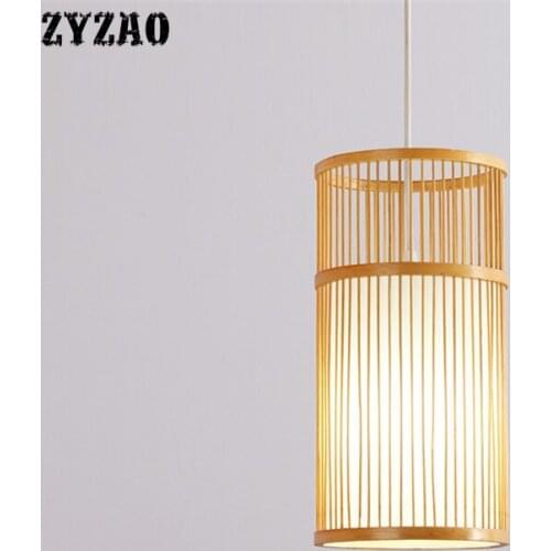 Bamboo Wood Chinese Pendant Lights Gardening Bamboo Home Decor Art Rattan Hanging Lights Creative Restaurant Led Light Fixtures
