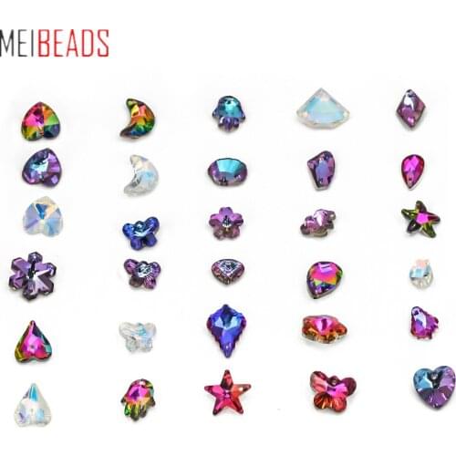MEIBEADS 10PCS Glitter Cute Bear Pendant Jewelry Accessories Heart Star Shell Shape Trendy Mixed Color Butterfly Findings PD01