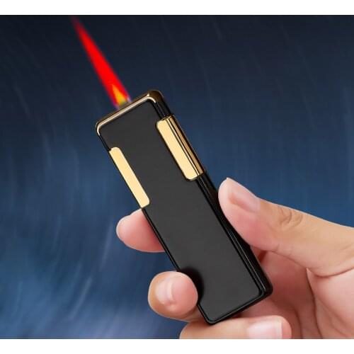 Metal Jet Torch Cigarette Lighter Inflatable Gas Butane Windproof Lighters for Cigar Red Flame Spray Gun Smoking Accessories