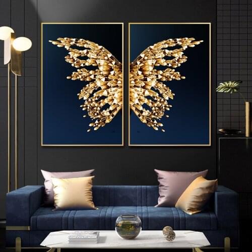 Diamond Embroidery Full Square Round Diamond Painting Golden Butterfly Wing Abstract Mosaic Cross Stitch Kits Home Decor Gift