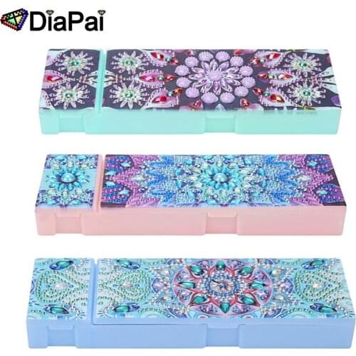 DiaPai 5d DIY Diamond Painting Pencil Case Mandala Special Shaped Diamond Embroidery Tool Stationery Box Christmas Gift