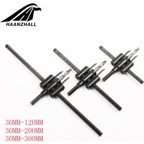 Adjustable Metal Wood Circle Hole Saw Drill Bit Cutter Kit DIY Tool 30mm-120mm Black Alloy blade 30mm-200mm 30mm-300mm