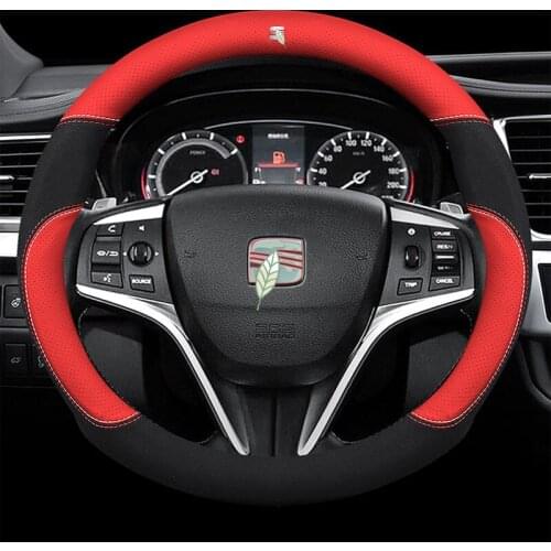 Genuine Leather Car Steering Wheel Cover 15 Inch/38cm for SEAT Leon Ateca Ibiza Tarraco Toledo Arona 20V20 Alhambra Altea IBL