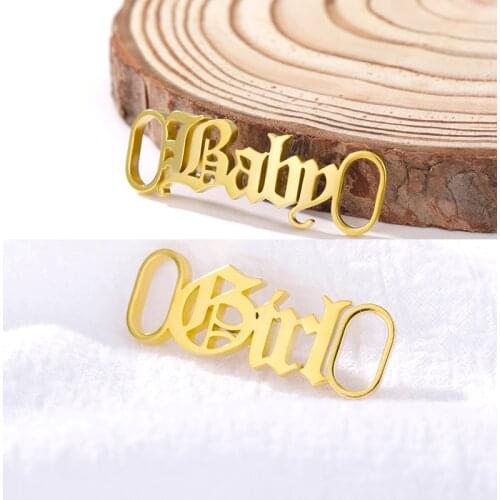 Custom Stainless Steele Angel Baby Girl Shoes Buckle Gold Letter Nameplate Buckie Shoe Accessories Jewelry Shoe-Buckie 2021 BFF