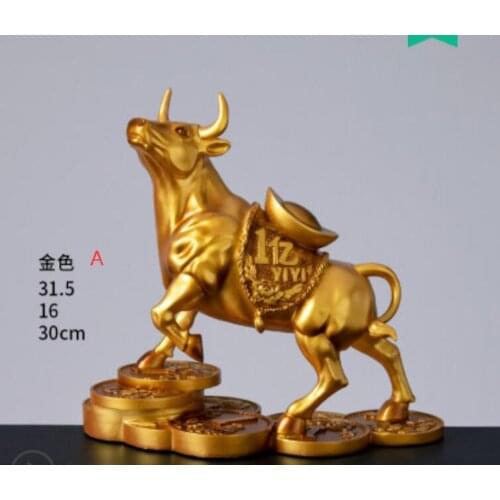 New Resin Lucky Bull Decoration Wealth Taurus Wall Street Zodiac Bull Crafts Decoration