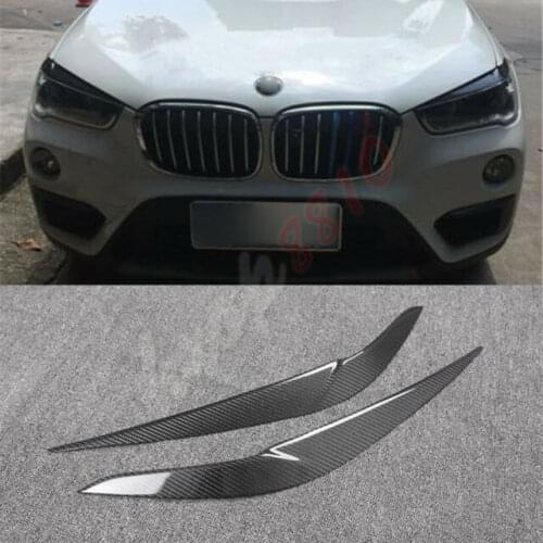 Fit For BMW X1 F48 2016 2017 2018 High quality Carbon Fiber Headlight Lamp Eyelid Eyebrow Cover Trim 2pcs