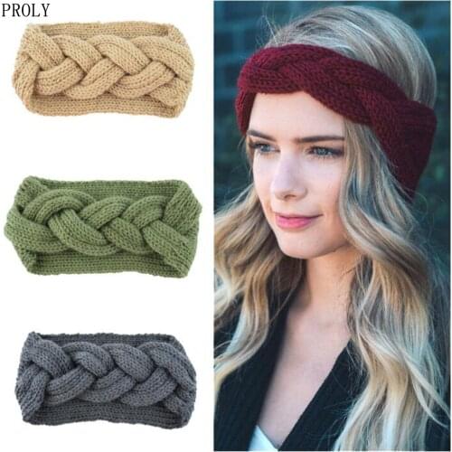 PROLY New Fashion Turban Headband For Women Warm Knitted Hair Band Cross Knot Braid Headwear Girls Hair Accessories Winter