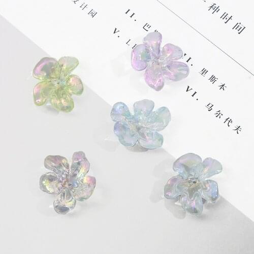 4pcs/lot 24x20mm Colorful Beads Charms Acrylic Beads DIY Flower-shaped Beads Making Necklace Bracelet Jewelry Accessories