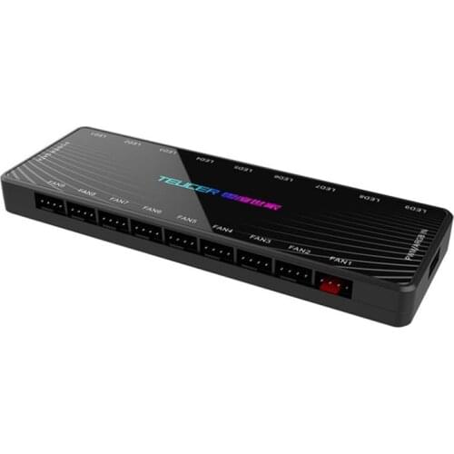 TEUCER 1 to 9 PWM & ARGB Fan HUB Splitter 4 Pin PWM 3 Pin Addressable RGB Adapter SATA Interface Concentrator for Desktop PC