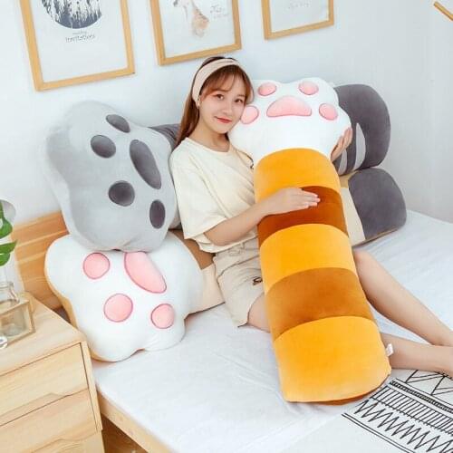 Lifelike Cat Paw Plush Boyfriends Pillow Soft Stuffed Cartoon Animal Cat Doll Sleeping Pillow Cushion Gift For Kids Girls Lovers