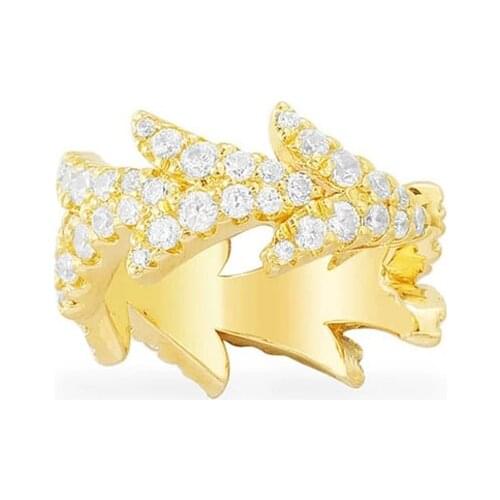 SLJELY Real 925 Sterling Silver Single Yellow Gold Color Dragon Tail Ear Cuff Sliding Keel Clip Earring Micro Zircon for Women