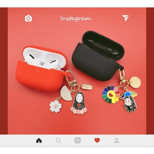 Cute Cherry Flower Girls Pendant Decor For AirPods Pro 3 Silicone Bluetooth Earphone Cases For AirPods Pro Cover With Key Ring