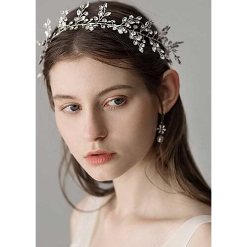 Bridal Silver Gold Rhinestone Headpiece Wedding Headband with Crystal Hair Jewelry for Women