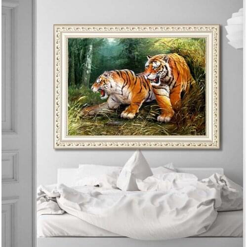 Tiger couples 5D Diamond Painting Diamond Paste Painting Cross Stitch Picture Home Decor Gift cross embroidery