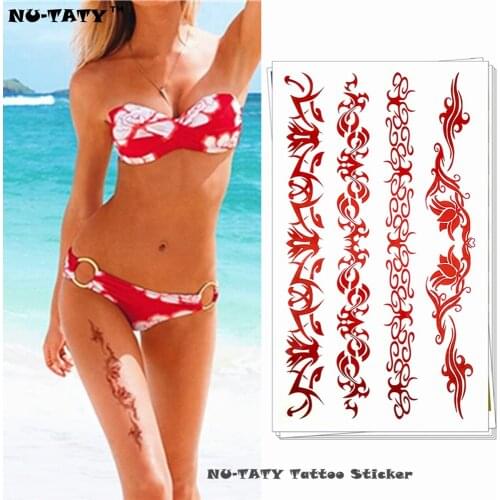 Nu-TATY Bronze Rose Totem Temporary Tattoo Body Art Arm Flash Tattoo Stickers 17*10cm Waterproof Fake Henna Painless Tattoo