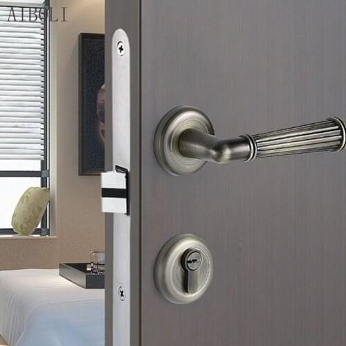 Room Door Lock Interior Bedroom Simple European Style Zinc Alloy Antique Mute Single Tongue Door Lock Mute Lock