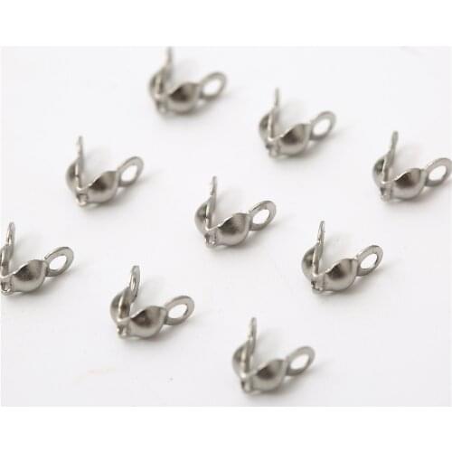 50Pcs/Lot 2.4mm Stainless Steel Crimps End Caps Ball Beads Chain Necklace Bracelet Connectors Clasps For Jewelry Making Supplies