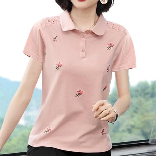 Hollow Out Short Sleeve Female T-Shirt Embroidery Flowers T Shirt Women Cotton Plus Size Woman Clothes 2021 Summer Top Tee Shirt