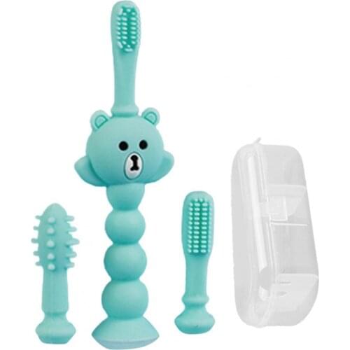 1 Set Baby Toothbrush Cartoon Handle Oral Care Non-slip Kids Mouth Cleaner Manual Toothbrush for Toddler Kid