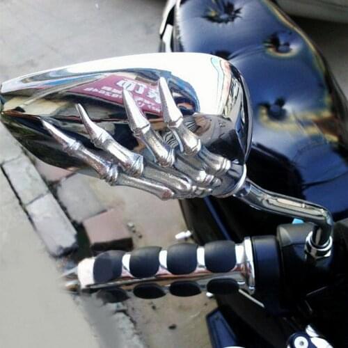 1 Pair Left Right Handlebar Side Mirror Universal Motorcycle Chrome Skull Hands Side Rear View Mirrors Motorcycle Parts