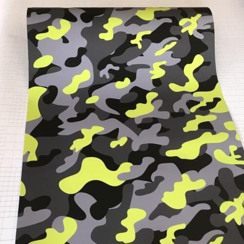 10/20/30/40/50x152cm Yellow Black Camouflage Vinyl Car Wrap Foil Motorbike Car Sticker Decal Adhesive Car Wrapping Sheet